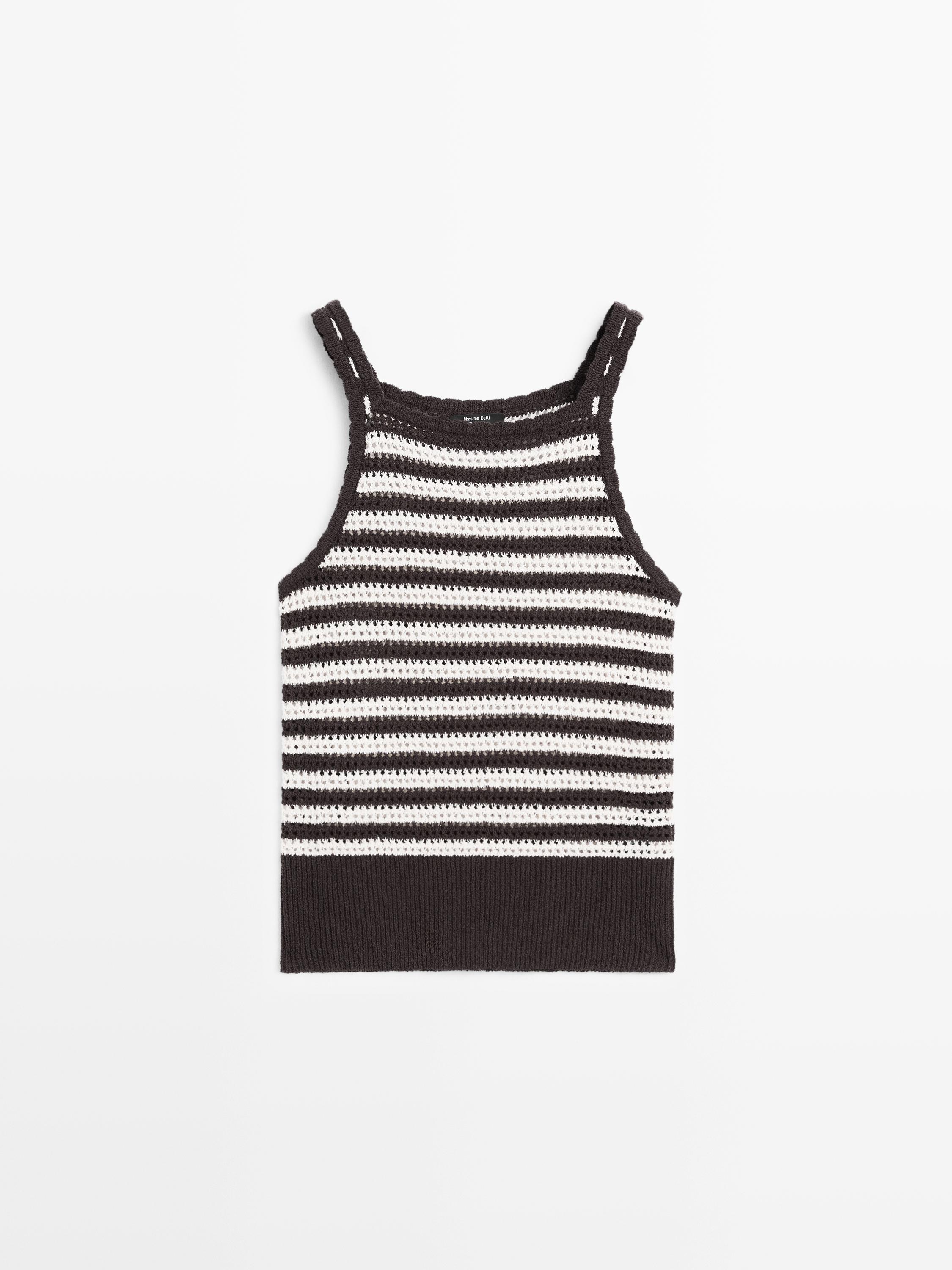 Crochet top with striped detail